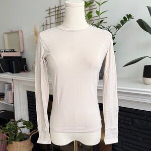 Babaton Lightweight Long-Sleeve Crewneck Top in matte pearl